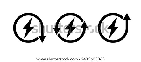 energy or electricity symbol with rounded up and down arrow