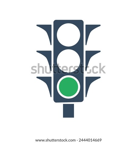 Green traffic light vector icon isolated on white background. Go or walk signal symbol.