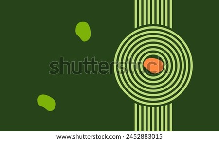 parallel lines and circles, meditation zen garden top view or life balance vector illustration