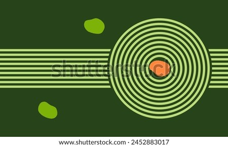 parallel lines and circles, meditation zen garden top view or life balance vector illustration