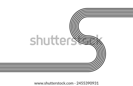 curved parallel lines, meditation zen garden top view or life balance vector illustration, river stream abstract