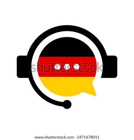 learn german language vector icon, foreign languages translation symbol, headset with germany flag