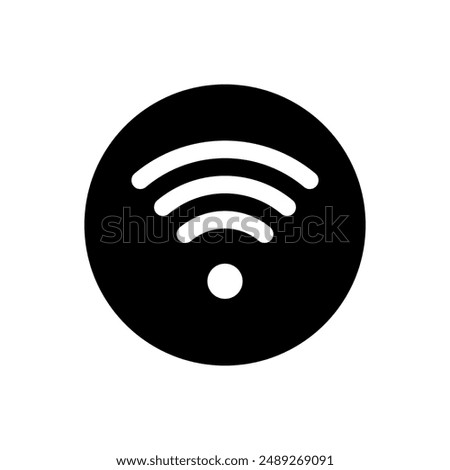 Wi-fi black round icons. Free wireless zone solid circle symbol. Public wifi area solid sign.