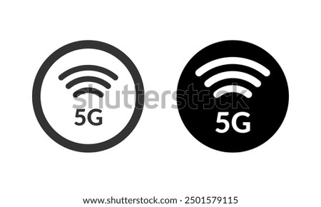 5G mobile network round vector icons. High speed wireless data transfer symbol. Fast internet connection pictogram.