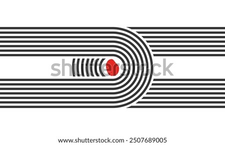 curved parallel lines, meditation zen garden top view or life balance vector illustration, river stream abstract