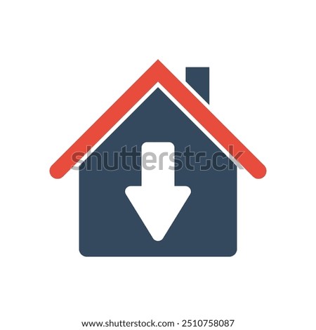 house with arrow down vector icon