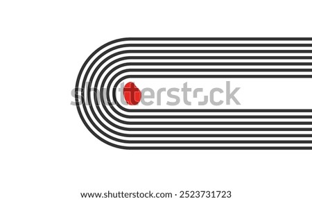 curved parallel lines, meditation zen garden top view or life balance vector illustration, river stream abstract