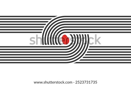 curved parallel lines, meditation zen garden top view or life balance vector illustration, river stream abstract