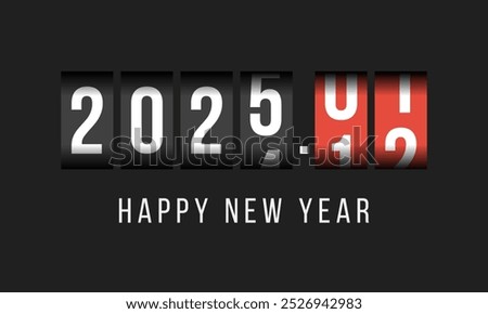 2025 happy new year, odometer styled greetings card