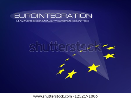 European integration process of uniting European countries. Abstract concept background with a symbol of the European Union.