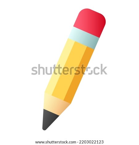 Small or trimmed pencil with pink eraser. Drawing and drawing pencil, short yellow pencil icon. Drawing tool. Flat style vector illustration