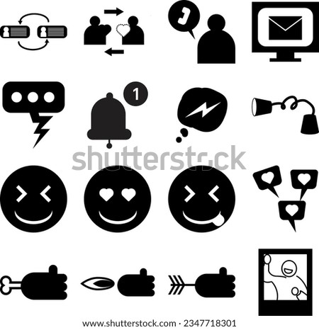 Social Media Icon Emoji Smile Face and People and comunicate