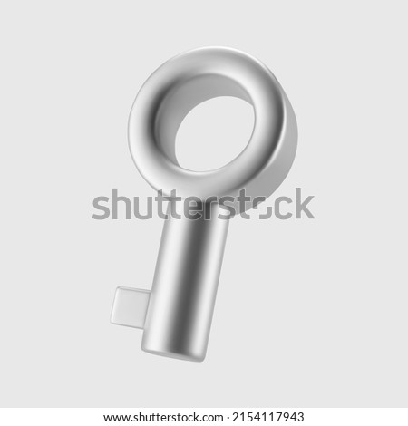 3d silver key icons isolated on gray background. Rendering minimal metal key. Privacy and security, the concept of buying or renting a house and a car. 3d cartoon simple vector illustration