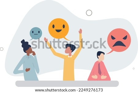 Sentiment analysis with various customer feedback emotions.Different opinions from good and neutral to bad vector illustration. User review research using AI tech detection tools.