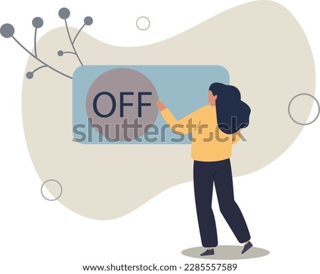 Switch off or turn off setting preference, analytics control panel or power shutdown electricity, saving energy and ecology concept.flat vector illustration.