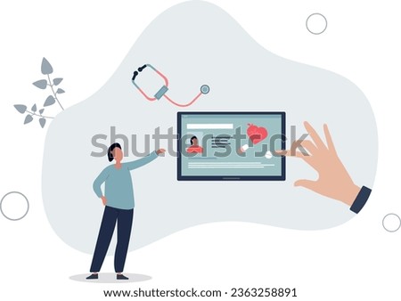 Electronic health records with patient medical history.Healthcare software with digital prescriptions, xray or emr results and diagnostics.flat vector illustration