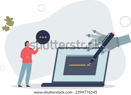 AI writing and artificial intelligence text typing tool.Use modern technology for communication process automation and content generation .flat vector illustration.