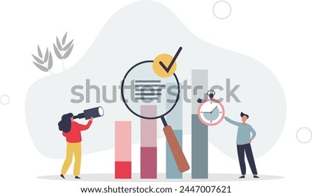 Competitor benchmarking tools for company evaluation .Quality, performance and market share analysis with other businesses.flat vector illustration.