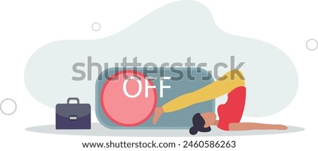 businesswoman pushing switch to be off in control panel dashboard.flat vector illustration.