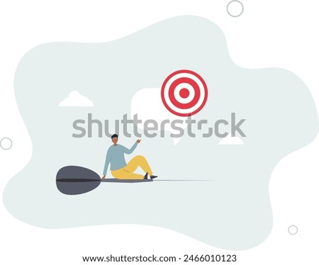 confidence businessman riding dart aiming for target.flat vector illustration.