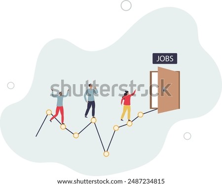 Unemployment rate or hiring position statistics or forecast, economy growth or recession,flat design.illustration with people.