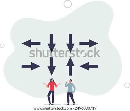 Decision making, decide the right way or choosing options, best alternative or solution to success, business direction or thinking concept.flat design.illustration with people.