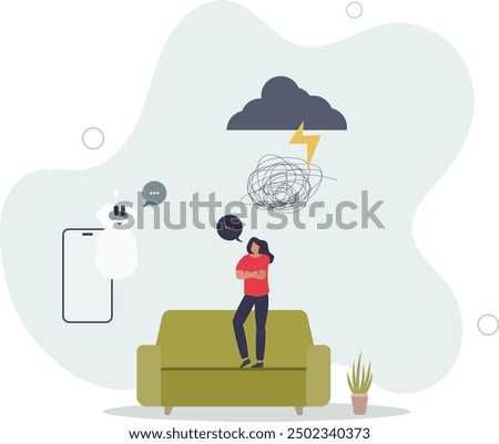 Psychology specialist as AI technology for automated depression, anxiety and stress assistance.flat design with people.