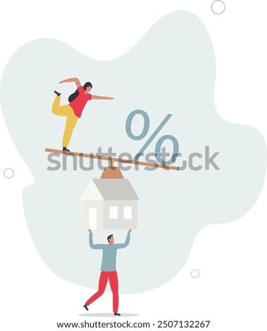 Mortgage payment, house loan interest rate or balance between income and debt or loan payment, financial risk concept.flat design with people.