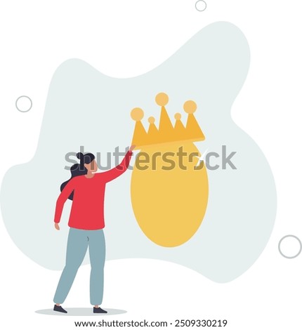 Golden egg investment, precious retirement pension fund, wealth or saving, 401k or IRA, prosperity or valuable asset concept.flat design with people.