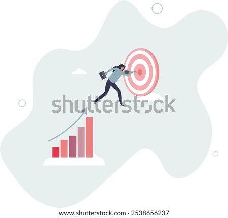 Business target achievement or success and reaching for target and goal concept.flat characters.