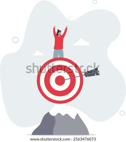 Business target, aiming high goal, objective or purpose, skill or aspiration to achieve target, precision or accuracy concept,flat characters.