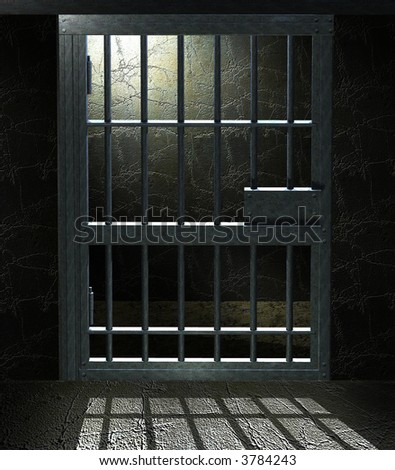 3d Jail Cell Door With A Dramatic Light In The Inside Stock Photo ...