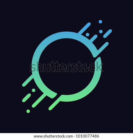 Abstract gradient circle. Colorful shape with liquid splash and drops. Modern design for logo, banner, poster. Vector illustration.