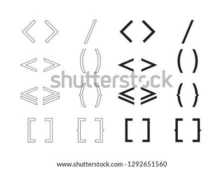 Collection of brackets and mathematic symbols set