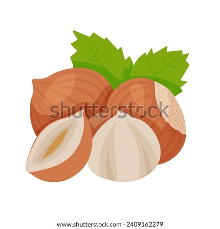 Hazelnut clipart. Isolated handful of whole nuts in cartoon. Vector illustration