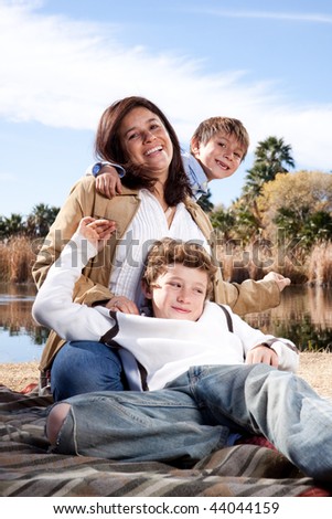 A Happy family laughing
