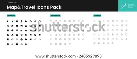 UI icons kit for website, app and ecommerce project. Minimal style line icons with editable stroke