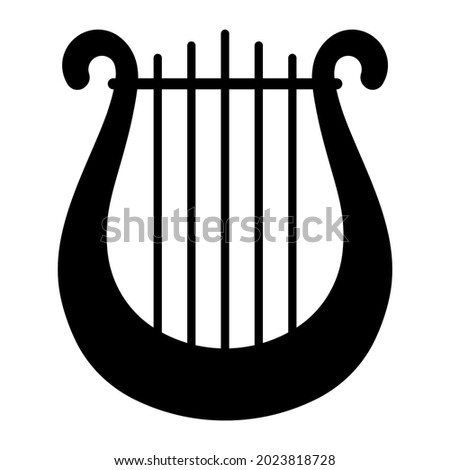 classic lyre mini harp vector icon flat design isolated background. symbol of music, inspiration and creativity