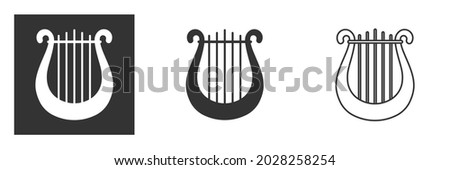 Harp and lyre icon vector logo template illustration design. Symbol of music, muse and inspiration. Calm melody and lullaby. Vector illustration isolated