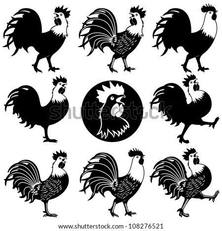 Vector Illustration Of Roosters Design Set. - 108276521 : Shutterstock