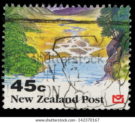 NEW ZEALAND - CIRCA 1992: stamp printed by New Zealand, shows Scenic Views of New Zealand, Glacial runoff, circa 1992