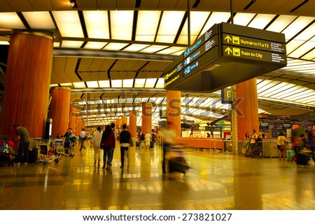 SINGAPORE - JANUARY 16: Changi International Airport on January 16, 2015 in Singapore. Singapore airport is the main aviation hub in Southeast Asia, handling 66 million passengers per year.