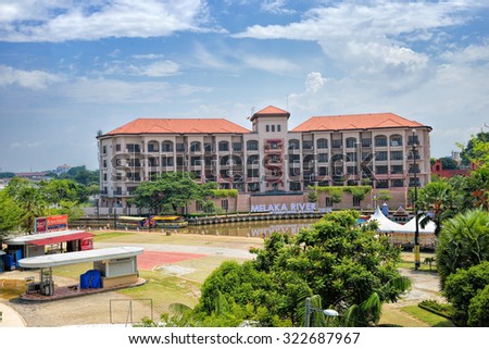 MALACCA, MALAYSIA - AUG 7, 2015: Casa Del rio Melaka, 5 star Luxury Boutique hotel in Melaka built on the bank of the Melaka River, within sight of the main historical sites of Malacca.