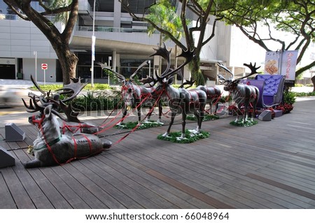 SINGAPORE - NOVEMBER 25: Christmas Reindeer Decoration at Singapore Orchard Road on November 25, 2010 in Singapore