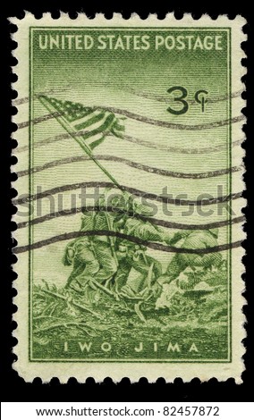 USA - CIRCA 1945 : A stamp printed in the USA shows IWO Jima, circa 1945