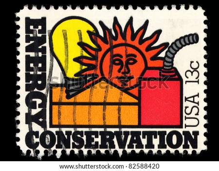 USA - CIRCA 1977 : A stamp printed in the USA shows Energy Conservation, circa 1977