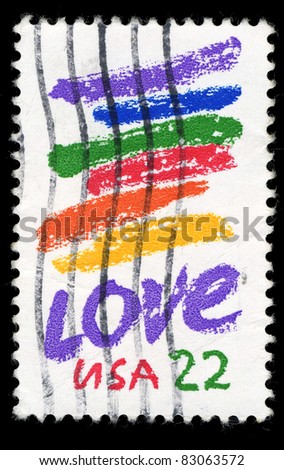 USA - CIRCA 1985 : A stamp printed in the USA shows love, circa 1985