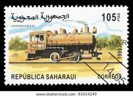SAHARAUI - CIRCA 1999: A stamp printed in Saharaui shows image of a train,  circa 1999.