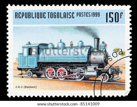 TOGO - CIRCA 1999: A stamp printed in Togo shows image of a train,  circa 1999.