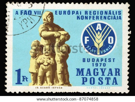 HUNGARY - CIRCA 1970: A stamp printed in Hungary shows 7th FAO Regional Conference for Europe, circa 1970